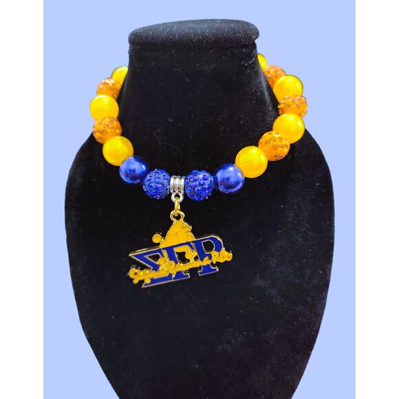 Sigma Gamma Rho Bracelet Blue and Gold with Pendant Logo - Picture 2 of 5